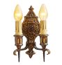Vintage Pair Romance Revival Sconce Double Candle Light Shield Backplate