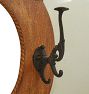 Vintage Traditional Wood Wall Mirror with Ornate Hooks