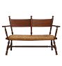 Vintage Wood and Rush Bench
