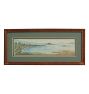 Vintage Landscape Painting in Watercolor with original ornately carved frame