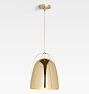 Haleigh 8" Pendant, Metal Shade - Brushed Satin - Lacquered Brass Dome Shade - 34 " Length - No Vault Mount