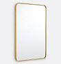 Open Box: Rounded Rectangle Metal Framed Mirror, 24"W x 36"H, French Cleat - Unlacquered Brass