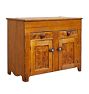Vintage Wooden Lift Top Storage Cabinet with 2 Drawers and Original Hardware