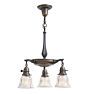 Vintage Classical Revival Chandelier 3 Light Aladdin Pan