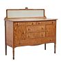 VintageTraditional Sideboard with Low Mirrored Backsplash in Tiger Oak c1900s