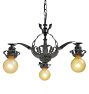 Vintage Colonial Revival Chandelier 3 Arm Bare Bulb Aluminum