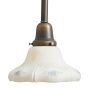 Pendant with Vintage Painted Mini Floral Motif on Glass Scalloped Bell Shade