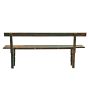 Vintage Traditional Bench in Solid Wood with Worn Green Paint and Turned Front Legs