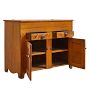 Vintage Wooden Lift Top Storage Cabinet with 2 Drawers and Original Hardware