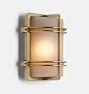 Seabeck 10" Rectangle-Caged Bulkhead Sconce, Natural Brass