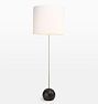 Stand Floor Lamp, Black Oak - White Drum Shade