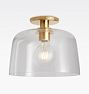Maude Flush Mount, Antique Brass - Clear Shade