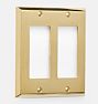 Lewis Double GFCI Switchplate, Unlacquered Brass