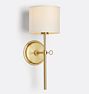 Keystick Sconce, Aged Brass - White Shade