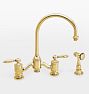 Hampton Bridge Kitchen Faucet With Sidesprayer, Unlacquered Polished Brass