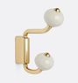 Olivia Double Hook, White Porcelain - Aged Brass