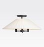 Durand 24" Semi-Flush w/White Pleated Fabric Tapered Shade - Oil-Rubbed Bronze