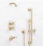 Rigdon Cross Handle Thermostatic Tub & Shower Set With Handshower - Aged Brass
