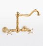 Connor Wall Mount Bridge Kitchen Faucet - Aged Brass
