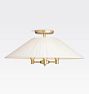 Durand 24" Semi-Flush Wall Sconce w/White Pleated Fabric Tapered Shade - Aged Brass