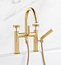 West Slope Deck Mounted Tub Filler With Handshower - Aged Brass