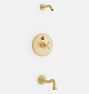 Howell Pressure Balanced Shower/Tub Set, Cross Handle - Aged Brass