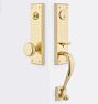Emry Exterior D-Handle Door Set, Knob - Traditional Lock - Aged Brass