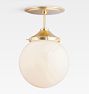 Kristof Semi Flush Aged Brass 6in Fitter Glass Globe 10in Shade Opal