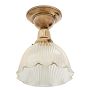 Semi Flush Mount with Vintage Scalloped Fluted Glass Holophane Shade Clear
