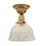 Semi Flush Mount with Vintage Scalloped Fluted Glass Holophane Shade Clear