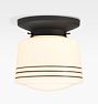 Foster 4" Fitter Flush Mount, Oil-Rubbed Bronze - Drum Shade Shade with Black Stripe