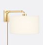 Rue Swing-Arm Plug-In Sconce, Aged Brass