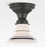 Rose City 2-1/4" Fitter Semi-Flush Mount, Oil-Rubbed Bronze - Opal Bell Shade with Black Stripe