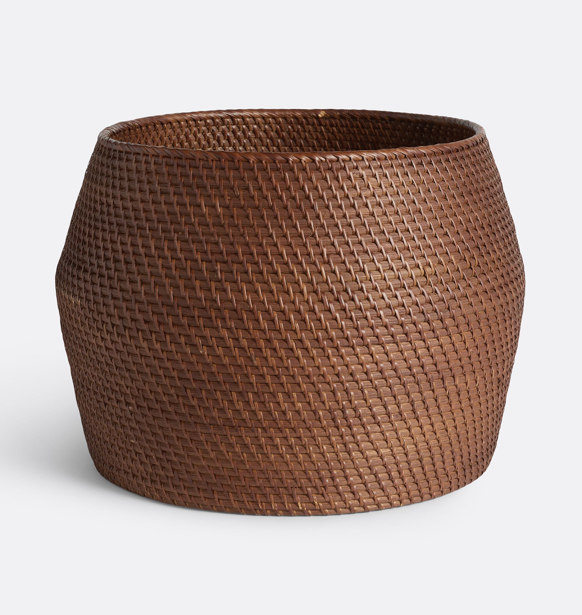 Rinna Rattan Round Basket - 22"D x 16"H - Dark Brown
