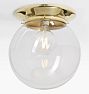 Foster 8" Fitter Flush Mount, Lacquered Brass - Clear Globe Shade