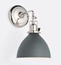 Fairview Traditional Sconce, Polished Nickel - Matte Dark Slate Industrial Steel Dome Shade