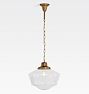 Rose City 6" Fitter Chain Pendant, Heritage Brass - 36" - Ogee Shades 16in 6in fitter Clear - Clear