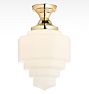 Hollywood 6" Fitter Semi-Flush Mount, Unlacquered Brass - Deco Wedding Cake Globe Shade