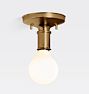 Eastmoreland Bare-Bulb Semi-Flush Mount, Heritage Brass