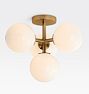 Allenglade Semi-Flush Mount, 6" Shades, Heritage Brass - Shade for Allenglade 6in dia cased white glass threaded