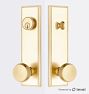 Lachlan Exterior Door Set, Knob x Knob - LevelLock - Aged Brass