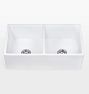 Fiamma Fireclay Double Farmhouse Apron Kitchen Sink - 33" x 18" - White