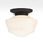Foster 4" Fitter Flush Mount, Oil-Rubbed Bronze - Opal Schoolhouse Shade