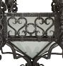 Vintage French Colonial Revival Wrought Iron and Glass 5-Light Chandelier