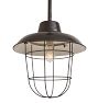 Vintage Industrial Caged Black Enamel Pendant
