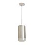 Vintage Modern Cyclindrical Chrome Pendant with Frost Glass Edge