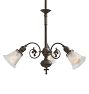 Vintage Victorian 3-Arm Laurel Wreath Chandelier with Wheel Cut Shades