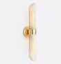 Lundquist Linear Decorative Sconce, 24.2", Tube Shade, Alabaster - Aged Brass