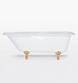 5' Clawfoot Tub with White Exterior - Lacquered Brass Feet