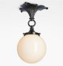 Wildwood Semi-Flush Mount, Black Enamel - Opal Globe Shade